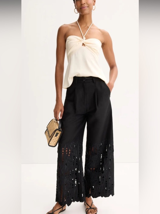 Sabina Musayev Pants - Sabina Musáyev MSRP $425 Black Bender Pants Wide-Leg Lace-Panel Pants